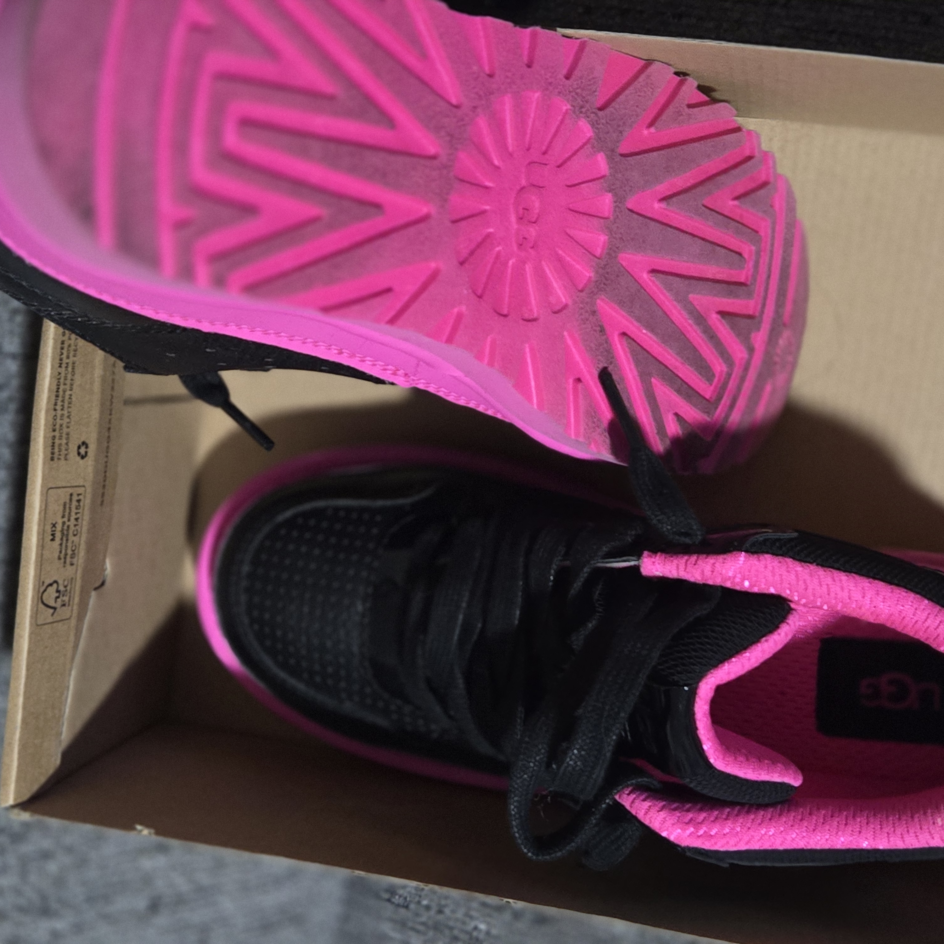 Ugg Kids' Black And Pink Sneakers